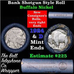 Buffalo Nickel Shotgun Roll in Old Bank Style 'Bell Telephone'  Wrapper 1924 & d Mint Ends Grades