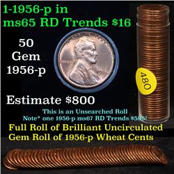 ***Auction Highlight*** Uncirculated Lincoln 1c roll, 1956-p 50 pcs Grades