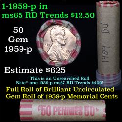 ***Auction Highlight*** Full 1c orig shotgun roll, 1955-p Lincoln Cent Roll Grades (fc)