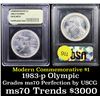 Image 1 : ***Auction Highlight*** 1983-p Olympics Modern Commem Dollar $1 Graded ms70, Perfection By USCG (fc)
