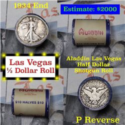 ***Auction Highlight*** Old Casino 50c Roll $10 In Halves Aladdin Hotel Las Vegas 1934 Walker & 'p' 