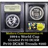 Image 1 : Proof 1994-S World Cup Modern Commem Dollar $1 Graded GEM++ Proof Deep Cameo By USCG
