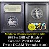 Image 1 : Proof 1993-s Bill of Rights Modern Commem Half Dollar 50c Graded GEM++ Proof Deep Cameo By USCG