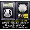 Image 1 : Proof 2006-P Ben Franklin Founding Father Modern Commem Dollar $1 Graded GEM++ Proof Deep Cameo By U