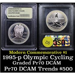 Proof 1995-P Olympics Cycling Modern Commem Dollar $1 Graded GEM++ Proof Deep Cameo By USCG