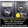 Image 1 : Proof 1991-S Mount Rushmore Modern Commem Half Dollar 50c Graded GEM++ Proof Deep Cameo By USCG