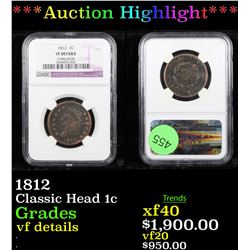 ***Auction Highlight*** NGC 1812 Classic Head Large Cent 1c Graded vf details By NGC (fc)