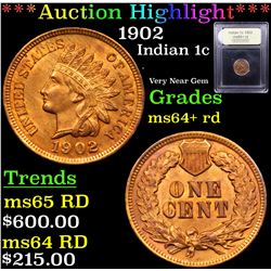 ***Auction Highlight*** 1902 Indian Cent 1c Graded Choice+ Unc RD By USCG (fc)