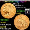 Image 1 : ***Auction Highlight*** 1911-s Gold Indian Half Eagle $5 Graded Select Unc By USCG (fc)