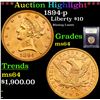 Image 1 : ***Auction Highlight*** 1894-p Gold Liberty Eagle $10 Graded Choice Unc By USCG (fc)