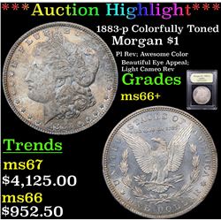 ***Auction Highlight*** 1883-p Colorfully Toned Morgan Dollar $1 Graded GEM++ Unc By USCG (fc)