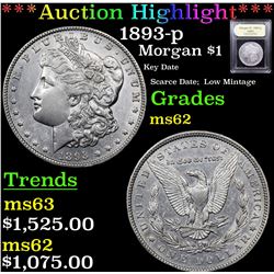 ***Auction Highlight*** 1893-p Morgan Dollar $1 Graded Select Unc By USCG (fc)