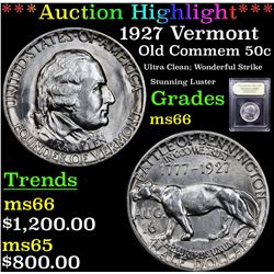 ***Auction Highlight*** 1927 Vermont Old Commem Half Dollar 50c Graded GEM+ Unc By USCG (fc)