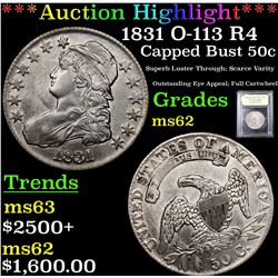 ***Auction Highlight*** 1831 O-113 R4 Capped Bust Half Dollar 50c Graded Select Unc By USCG (fc)