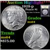 Image 1 : ***Auction Highlight*** 1928-p Peace Dollar $1 Graded Choice Unc By USCG (fc)