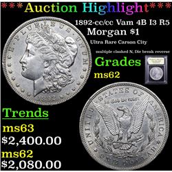 ***Auction Highlight*** 1892-cc /cc Vam 4B I3 R5 Morgan Dollar $1 Graded Select Unc By USCG (fc)