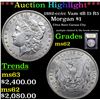 Image 1 : ***Auction Highlight*** 1892-cc /cc Vam 4B I3 R5 Morgan Dollar $1 Graded Select Unc By USCG (fc)