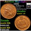 Image 1 : ***Auction Highlight*** 1866 Indian Cent 1c Graded Select+ Unc RB By USCG (fc)