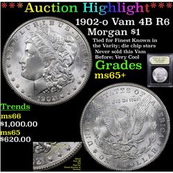 ***Auction Highlight*** 1902-o Vam 4B R6 Morgan Dollar $1 Graded GEM+ Unc By USCG (fc)