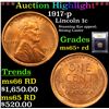 Image 1 : ***Auction Highlight*** 1917-p Lincoln Cent 1c Graded Gem+ Unc RD By USCG (fc)