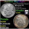 Image 1 : ***Auction Highlight*** 1889-p Colorfully Toned Morgan Dollar $1 Graded GEM+ Unc By USCG (fc)