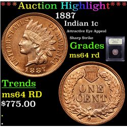 ***Auction Highlight*** 1887 Indian Cent 1c Graded Choice Unc RD By USCG (fc)