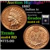 Image 1 : ***Auction Highlight*** 1887 Indian Cent 1c Graded Choice Unc RD By USCG (fc)