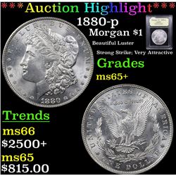 ***Auction Highlight*** 1880-p Morgan Dollar $1 Graded GEM+ Unc By USCG (fc)