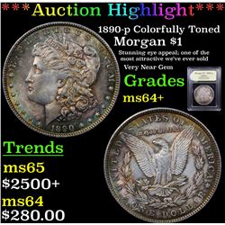 ***Auction Highlight*** 1890-p Colorfully Toned Morgan Dollar $1 Graded Choice+ Unc By USCG (fc)