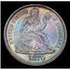 Image 2 : ***Auction Highlight*** 1870-p Fortin 101a Rainbow Toned Seated Liberty Dime 10c Graded Choice Unc B