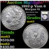 Image 1 : ***Auction Highlight*** 1892-p Vam 6 Morgan Dollar $1 Graded Select Unc By USCG (fc)