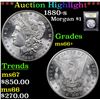 Image 1 : ***Auction Highlight*** 1880-s Morgan Dollar $1 Graded GEM++ Unc By USCG (fc)