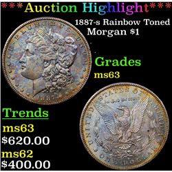 ***Auction Highlight*** 1887-s Rainbow Toned Morgan Dollar $1 Grades Select Unc (fc)