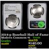 Image 1 : 2014-p Baseball Hall of Fame Modern Commem Dollar $1 Graded ms69 By NGC