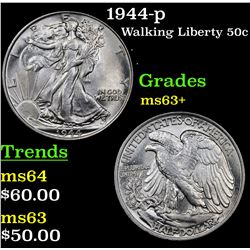 1944-p Walking Liberty Half Dollar 50c Grades Select+ Unc