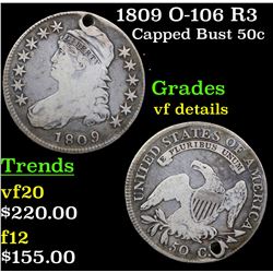 1809 O-106 R3 Capped Bust Half Dollar 50c Grades vf details