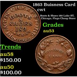 1863 Buisness Card Civil War Token 1c Grades Select AU