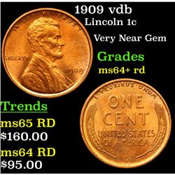 1909 vdb Lincoln Cent 1c Grades Choice+ Unc RD