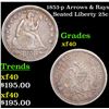 Image 1 : 1853-p Arrows & Rays Seated Liberty Quarter 25c Grades xf