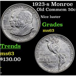 1923-s Monroe Old Commem Half Dollar 50c Grades Select Unc