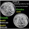 Image 1 : 1943-p Walking Liberty Half Dollar 50c Grades GEM Unc