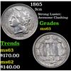 Image 1 : 1865 Three Cent Copper Nickel 3cn Grades Select Unc
