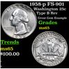 Image 1 : 1958-p FS-901 Washington Quarter 25c Grades GEM Unc