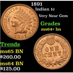 1891 Indian Cent 1c Grades Choice+ Unc BN