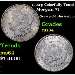 1900-p Colorfully Toned Morgan Dollar $1 Grades Choice Unc