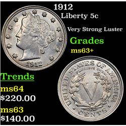 1912 Liberty Nickel 5c Grades Select+ Unc