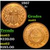 Image 1 : 1867 Two Cent Piece 2c Grades Select Unc