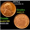 Image 1 : 1924-p Lincoln Cent 1c Grades Choice Unc RB