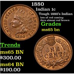 1880 Indian Cent 1c Grades GEM Unc BN
