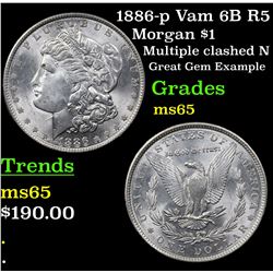 1886-p Vam 6B R5 Morgan Dollar $1 Grades GEM Unc